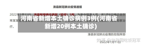 河南省新增本土确诊病例3例(河南省新增20例本土确诊)